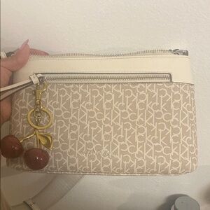 Calvin Klein Monogram Beige and Cream Crossbody Bag